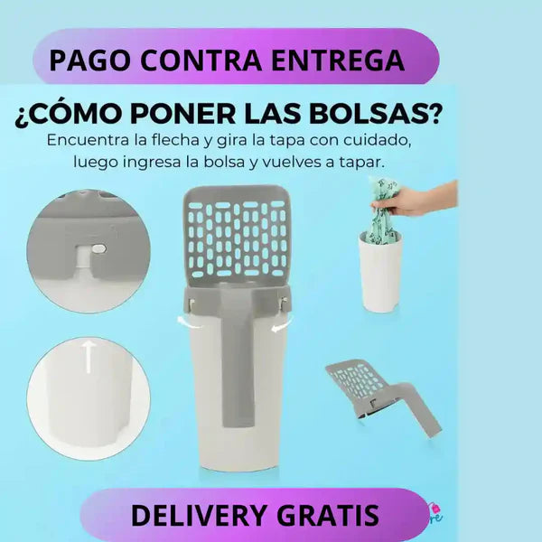 PetScoop™ Pala recogedora de arena para gatos 3 En 1