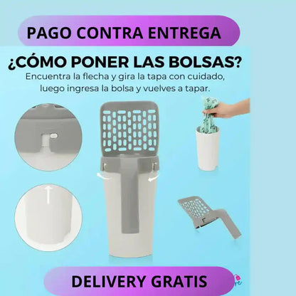 PetScoop™ Pala recogedora de arena para gatos 3 En 1