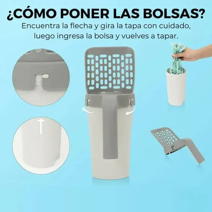 PetScoop™ Pala recogedora de arena para gatos 3 En 1
