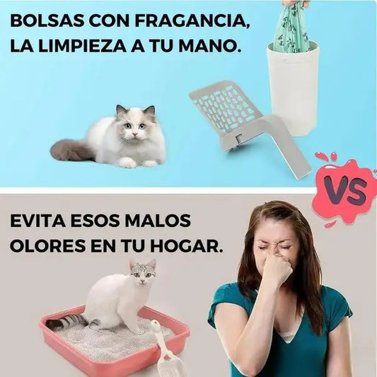 PetScoop™ Pala recogedora de arena para gatos 3 En 1